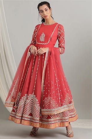 Kyra By Bhavna Sequin & Thread Embroidered Anarkali Pant Set 