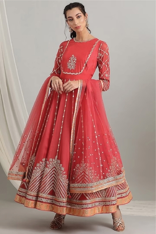 Kyra by Bhavna Sequin & Thread Embroidered Anarkali Pant Set