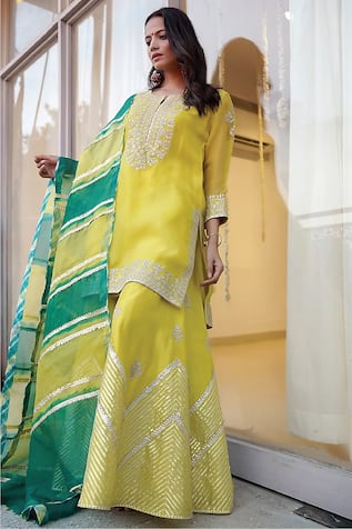 Kyra By Bhavna Embroidered Kurta Sharara Set 