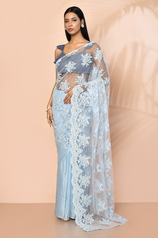 Nazaakat by Samara Singh Floret Embroidered Saree With Running Blouse