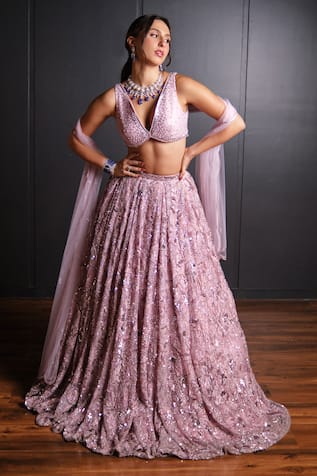 Ohaila Khan Sequin Embroidered Blouse Bridal Lehenga Set 