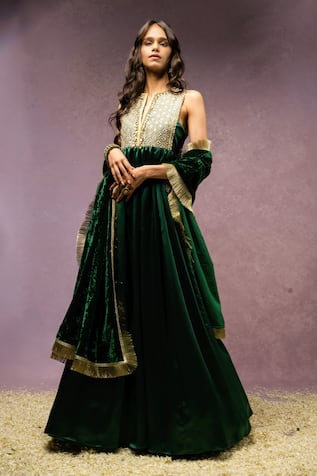 Ohaila Khan Forest Embroidered Anarkali With Dupatta 