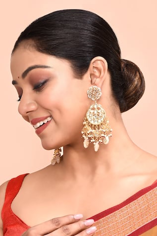 Crecent Kundan Studded Earrings 
