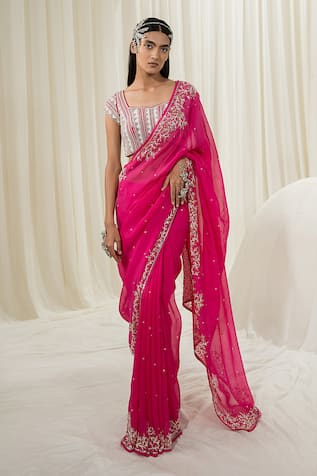 Ease Border Embroidered Saree With Blouse 