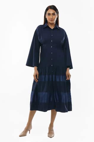 Khat Flared Sleeve Shirt Dress 