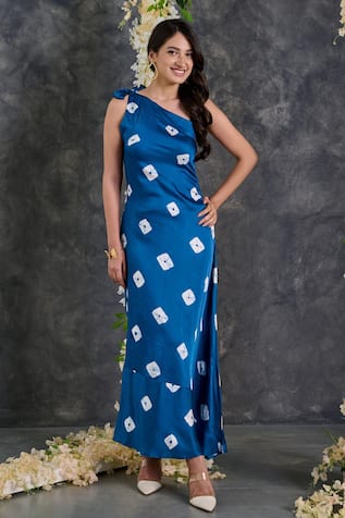 Gulaal Bandhani Print One-Shoulder Dress 