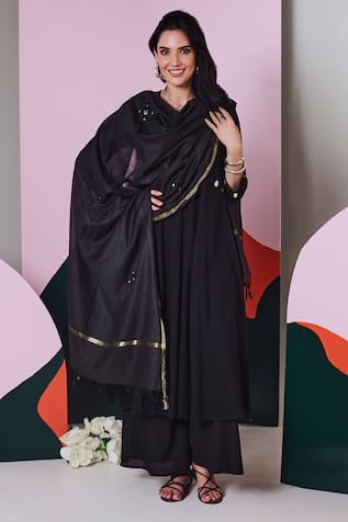 Women Oracle Silk Beautiful Black Georgette Evening Function Wear Palazzo  Suit, Machine wash at Rs 3095/piece in Surat