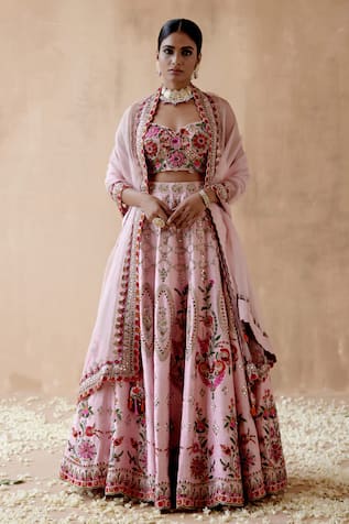 Aman Takyar Flower Embroidered Bridal Lehenga Set 