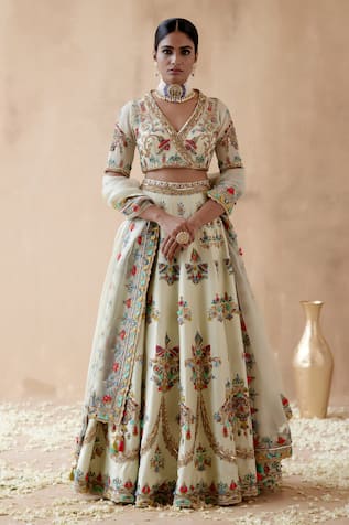 Aman Takyar Floral Embroidered Bridal Lehenga Set 