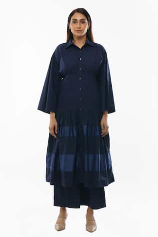 Khat Flared Sleeve Shirt Dress & Pant Set 