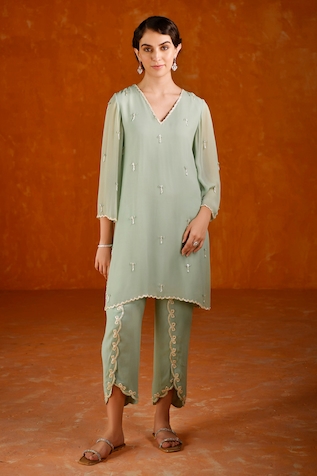 SUMMER BY PRIYANKA GUPTA Embellished Tunic & Tulip Pant Set