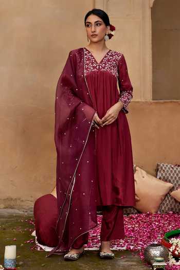 SEHER JAIPUR Ruhi Embroidered Kurta Pant Set 
