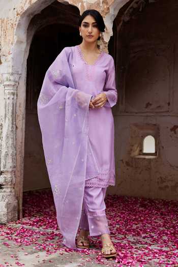 SEHER JAIPUR Zeena Embroidered Kurta Pant Set 