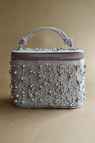 Rectangle Shaped Stone Embellished Vanity Bag 