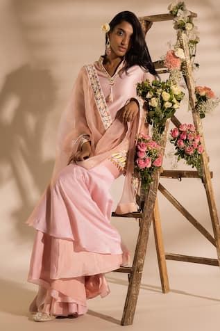 Zamoraa The Label Flora Garden Embellished Kurta Sharara Set 