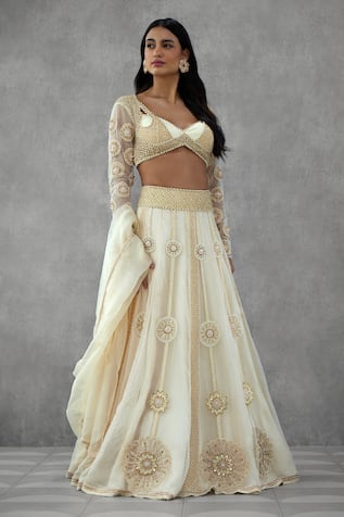 Zamoraa The Label Buttercup Flora Jaal Embroidered Bridal Lehenga Set 