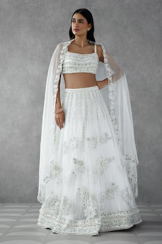 Zamoraa The Label Petunia Bloom Patch Embellished Bridal Lehenga Set 