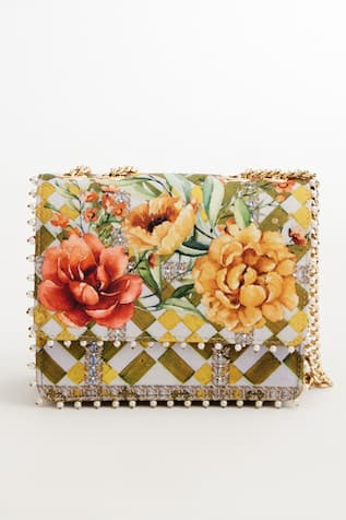 The Garnish Company Peonies Print Sling Bag 