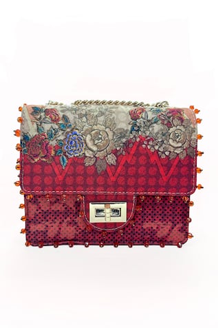 The Garnish Company Hiroshi Floral Brocade Print Sling Bag 