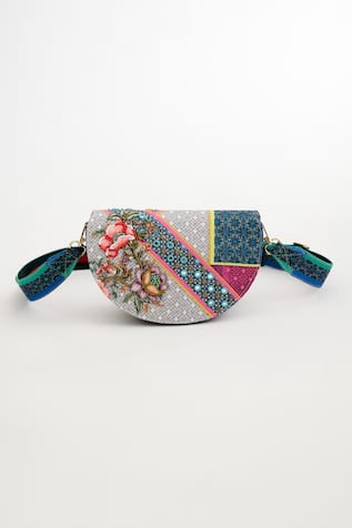 The Garnish Company Magnolia Tile Print Crescent Bag 
