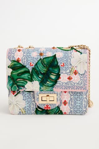 The Garnish Company Hibiscuis Floral & Tiles Print Bag 