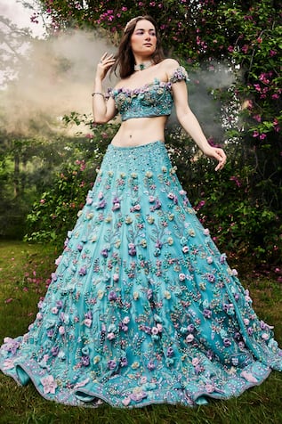 BAYA 3D Floral Embroidered Lehenga Set 