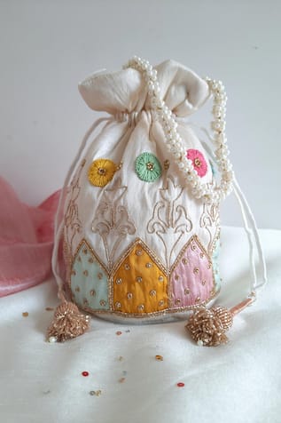 Flower Applique Embroidered Potli 