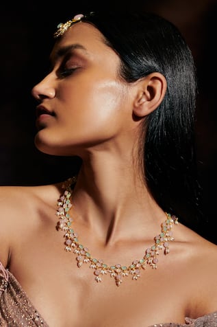 Pastel Blooms Stone Embellished Necklace 