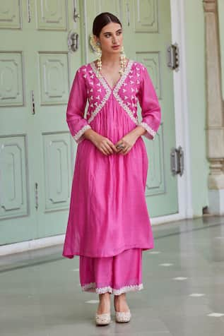 Charu Makkar Floral Embroidered Kurta & Palazzo Set 