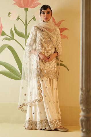 Angad Singh Mirror Embroidered Kurta Sharara Set 