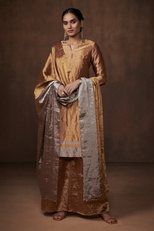 Dressfolk Metallic Straight Kurta Pant Set