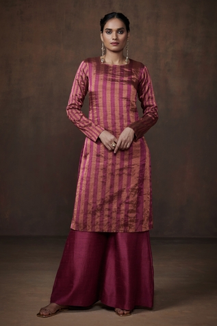 Dressfolk Metallic Woven Stripe Kurta With Pant