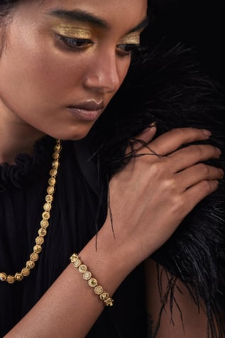 Carved Geometric Stone Embellished Bracelet 