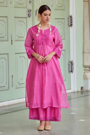 Charu Makkar Floral Embroidered Kurta & Palazzo Set 