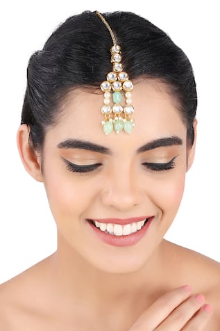 Kundan & Pearl Hangings Maangtikka 