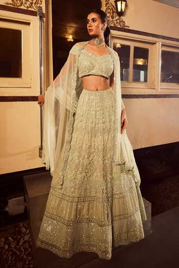 Rococo The Empress Cutdana Embroidered Floral Lehenga Set 