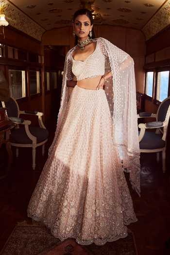 Rococo Pearl Floral Embroidered Bridal Lehenga Set 