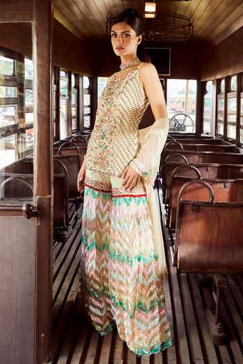 Rococo Caprice Embroidered Kurta Sharara Set 