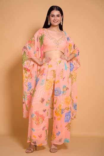 Seams Pret And Couture Aqsa Floral Print Cape & Pant Set 