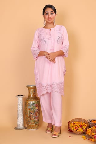 Nazar By Indu Cotton Embroidered Kurta & Pant Set 