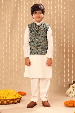 Floral Handblock Bundi Kurta Set 