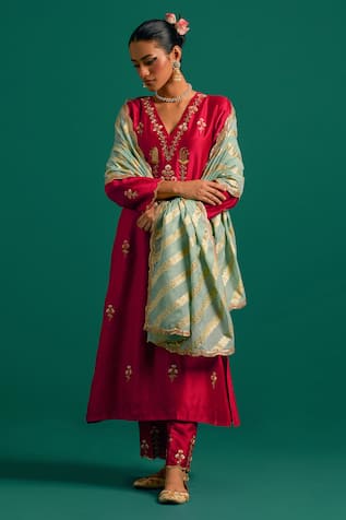 Anantaa By Roohi Sequins Hand Embroidered Kurta Pant Set 