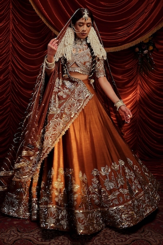 Payal & Zinal Rani Floral Sequin Embellished Bridal Lehenga Set