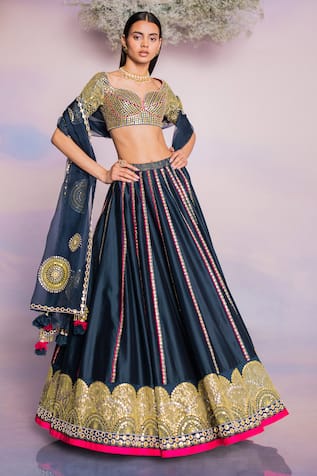 Madzin Sequins Hand Embroidered Bridal Lehenga Set 