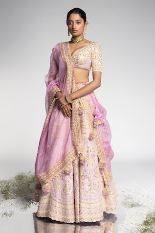Madzin Flower Vine Embroidered Lehenga Set 