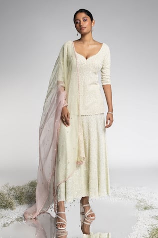 Madzin Aari Embroidered Kurta Sharara Set 