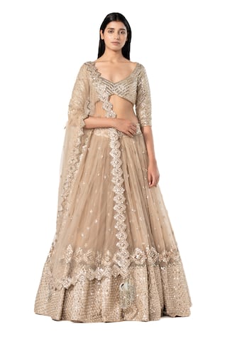 Abhinav Mishra Mirror Embellished Bridal Lehenga Set 