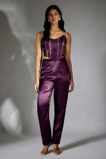 Masumi Mewawalla Geometric Applique Corset & Pant Set 