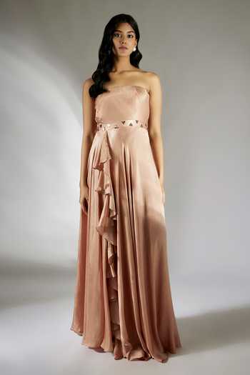 Masumi Mewawalla Waistband Embroidered Draped Dress 