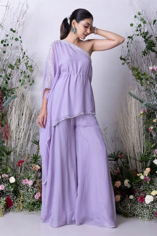 Sunita Bhandari Placement Embroidered Tunic With Sharara 